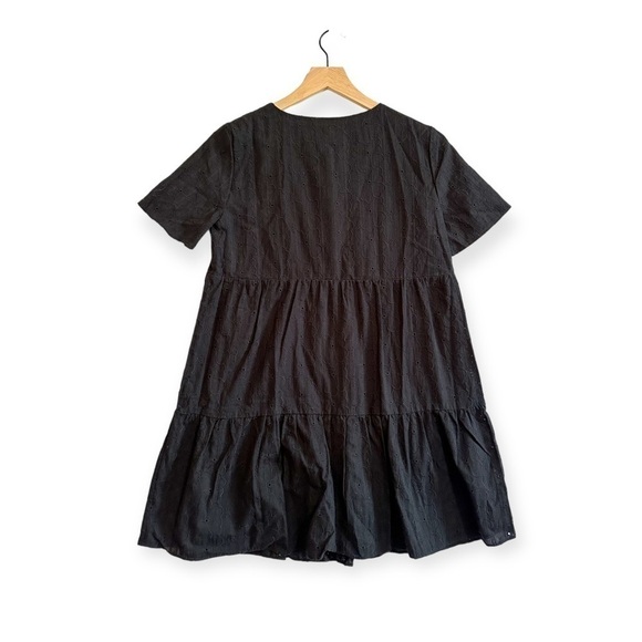 NWT Madewell Eyelet Button-Front Tiered Mini‎ Dress XSP, Black - Picture 4 of 13